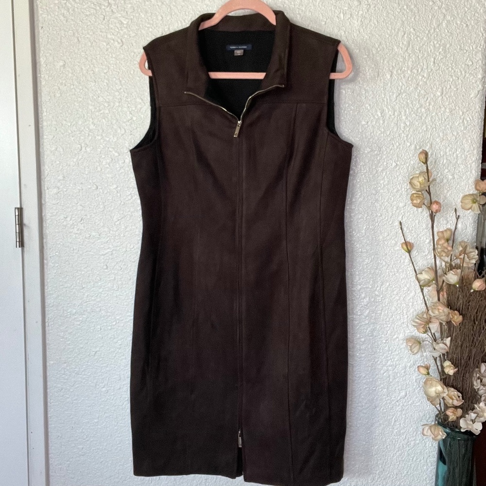 Tommy Hilfiger Brown Sleeveless Dress Suede